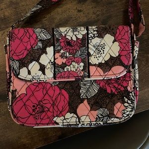 Vera Bradley pink, white, and brown crossbody bag